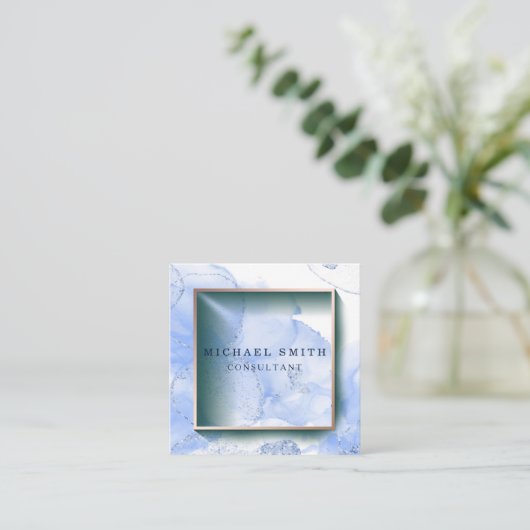 Aangepaste minimalistische moderne QR-code Logo Vierkante Visitekaartje (Staand voorkant)