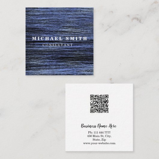 Aangepaste minimalistische moderne QR-code Logo Vierkante Visitekaartje (Voorkant / Achterkant)