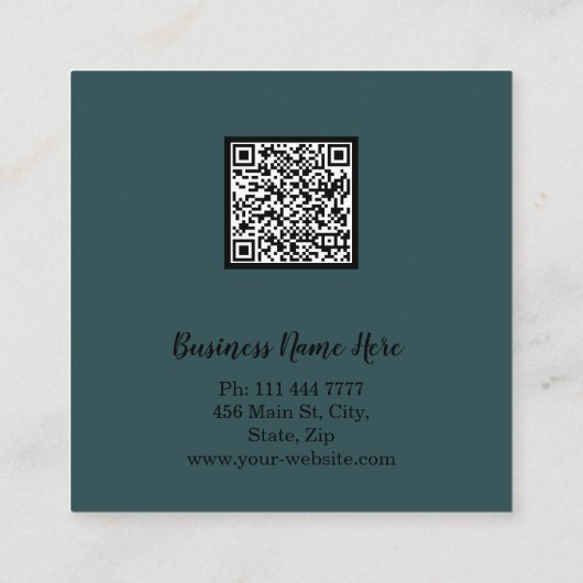 Aangepaste minimalistische moderne QR-code Logo Vierkante Visitekaartje (Achterkant)