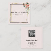 Aangepaste minimalistische moderne QR-code Logo Vierkante Visitekaartje (Voorkant / Achterkant)