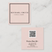 Aangepaste minimalistische moderne QR-code Logo Vierkante Visitekaartje (Voorkant / Achterkant)