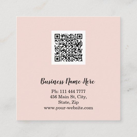 Aangepaste minimalistische moderne QR-code Logo Vierkante Visitekaartje (Achterkant)