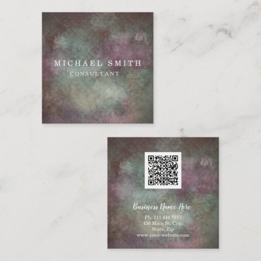 Aangepaste minimalistische moderne QR-code Logo Vierkante Visitekaartje (Voorkant / Achterkant)