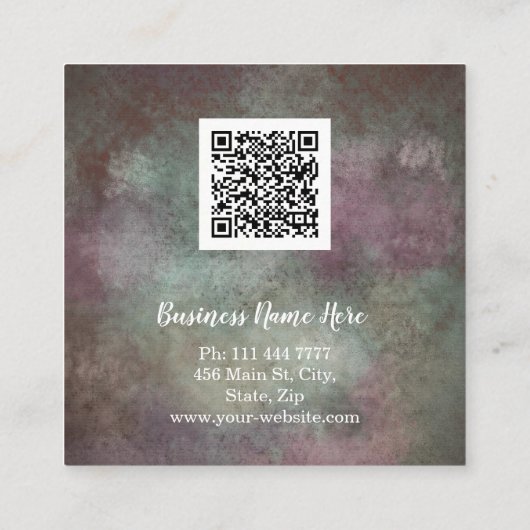 Aangepaste minimalistische moderne QR-code Logo Vierkante Visitekaartje (Achterkant)