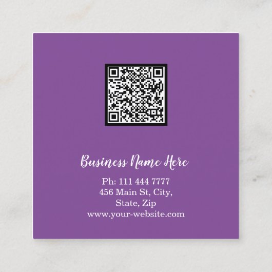 Aangepaste minimalistische moderne QR-code Logo Vierkante Visitekaartje (Achterkant)