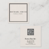 Aangepaste minimalistische moderne QR-code Logo Vierkante Visitekaartje (Voorkant / Achterkant)