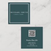 Aangepaste minimalistische moderne QR-code Logo Vierkante Visitekaartje (Voorkant / Achterkant)