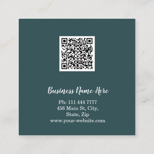 Aangepaste minimalistische moderne QR-code Logo Vierkante Visitekaartje (Achterkant)