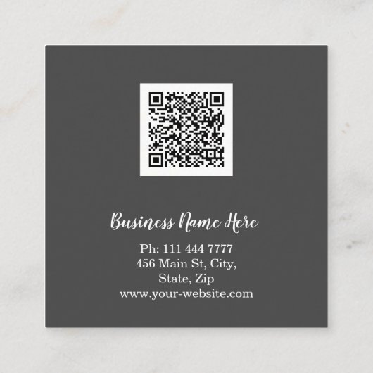 Aangepaste minimalistische moderne QR-code Logo Vierkante Visitekaartje (Achterkant)