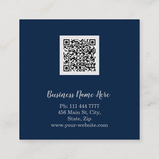 Aangepaste minimalistische moderne QR-code Logo Vierkante Visitekaartje (Achterkant)