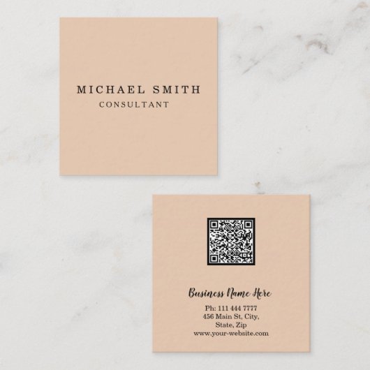 Aangepaste minimalistische moderne QR-code Logo Vierkante Visitekaartje (Voorkant / Achterkant)