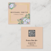 Aangepaste minimalistische moderne QR-code Logo Vierkante Visitekaartje (Voorkant / Achterkant)