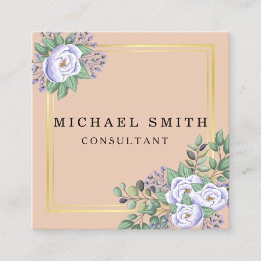 Aangepaste minimalistische moderne QR-code Logo Vierkante Visitekaartje (Voorkant)