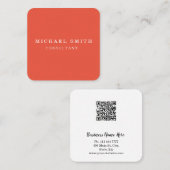 Aangepaste minimalistische moderne QR-code Logo Vierkante Visitekaartje (Voorkant / Achterkant)