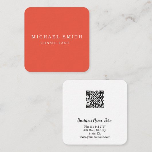 Aangepaste minimalistische moderne QR-code Logo Vierkante Visitekaartje (Voorkant / Achterkant)