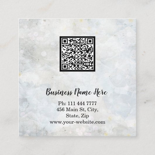 Aangepaste minimalistische moderne QR-code Logo Vierkante Visitekaartje (Achterkant)