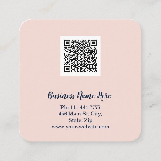 Aangepaste minimalistische moderne QR-code Logo Vierkante Visitekaartje (Achterkant)