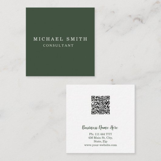 Aangepaste minimalistische moderne QR-code Logo Vierkante Visitekaartje (Voorkant / Achterkant)