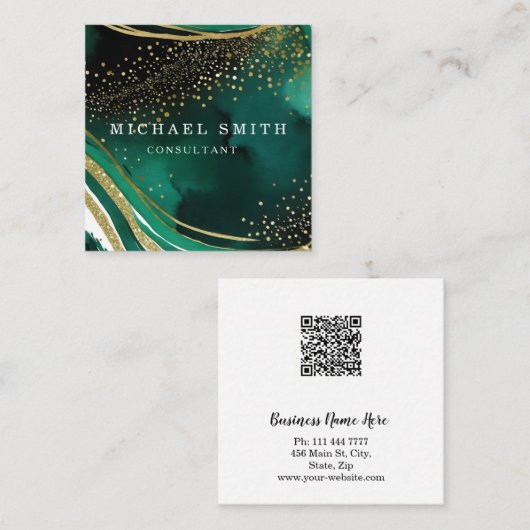 Aangepaste minimalistische moderne QR-code Logo Vierkante Visitekaartje (Voorkant / Achterkant)