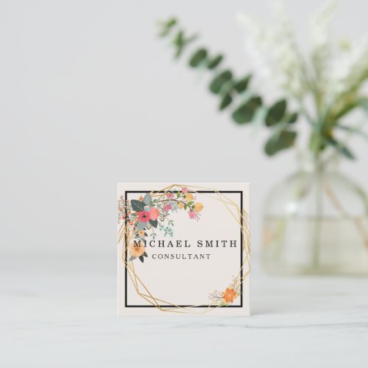 Aangepaste minimalistische moderne QR-code Logo Vierkante Visitekaartje (Staand voorkant)