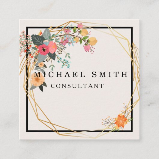 Aangepaste minimalistische moderne QR-code Logo Vierkante Visitekaartje (Voorkant)