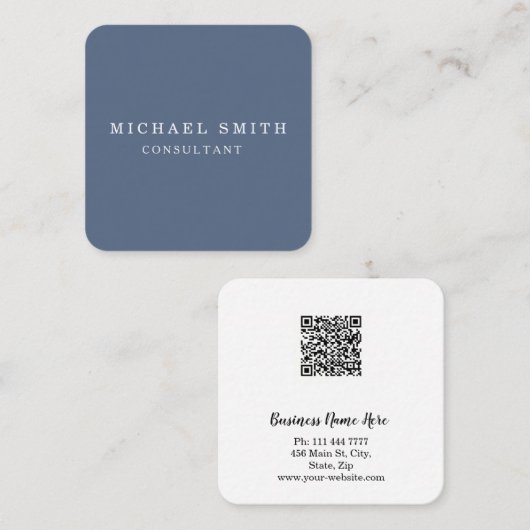 Aangepaste minimalistische moderne QR-code Logo Vierkante Visitekaartje (Voorkant / Achterkant)