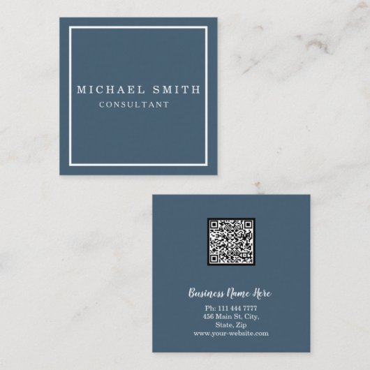 Aangepaste minimalistische moderne QR-code Logo Vierkante Visitekaartje (Voorkant / Achterkant)