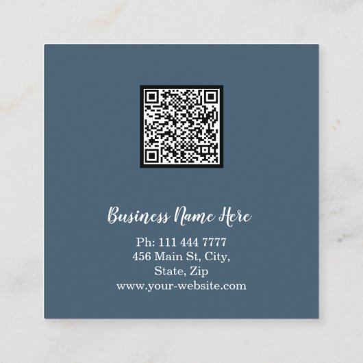 Aangepaste minimalistische moderne QR-code Logo Vierkante Visitekaartje (Achterkant)