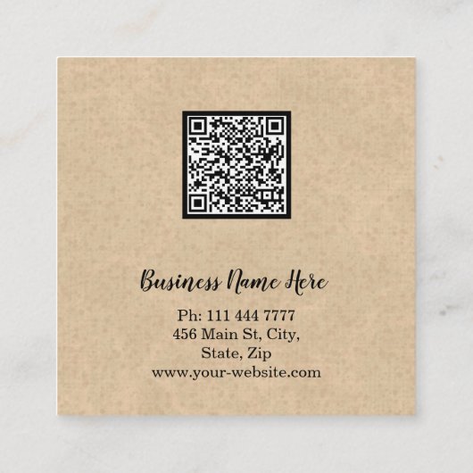 Aangepaste minimalistische moderne QR-code Logo Vierkante Visitekaartje (Achterkant)