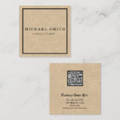 Aangepaste minimalistische moderne QR-code Logo Vierkante Visitekaartje (Voorkant / Achterkant)