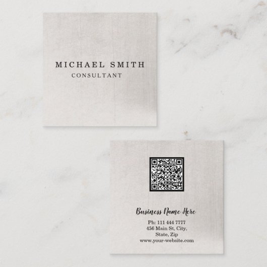 Aangepaste minimalistische moderne QR-code Logo Vierkante Visitekaartje (Voorkant / Achterkant)