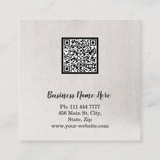 Aangepaste minimalistische moderne QR-code Logo Vierkante Visitekaartje (Achterkant)