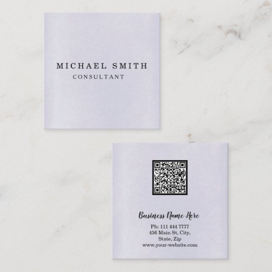 Aangepaste minimalistische moderne QR-code Logo Vierkante Visitekaartje (Voorkant / Achterkant)