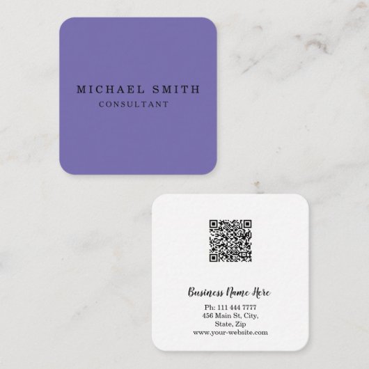 Aangepaste minimalistische moderne QR-code Logo Vierkante Visitekaartje (Voorkant / Achterkant)