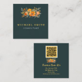 Aangepaste minimalistische moderne QR-code Logo Vierkante Visitekaartje (Voorkant / Achterkant)