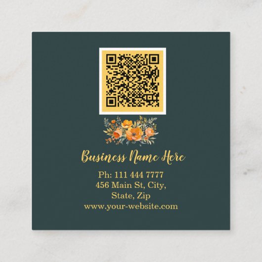 Aangepaste minimalistische moderne QR-code Logo Vierkante Visitekaartje (Achterkant)