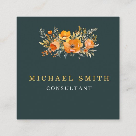 Aangepaste minimalistische moderne QR-code Logo Vierkante Visitekaartje (Voorkant)