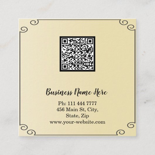 Aangepaste minimalistische moderne QR-code Logo Vierkante Visitekaartje (Achterkant)
