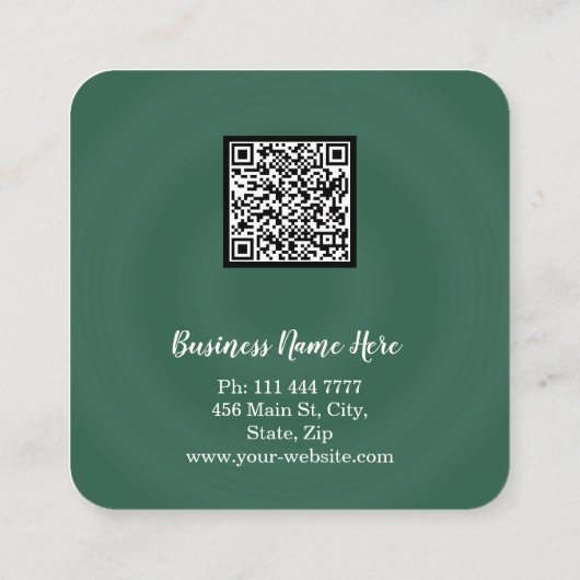 Aangepaste minimalistische moderne QR-code Logo Vierkante Visitekaartje (Achterkant)