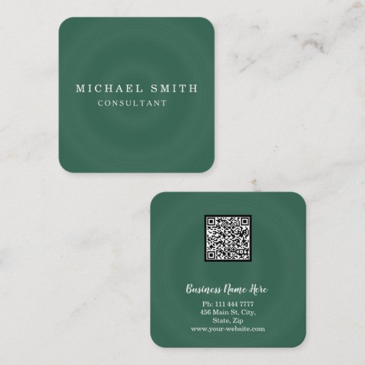 Aangepaste minimalistische moderne QR-code Logo Vierkante Visitekaartje (Voorkant / Achterkant)