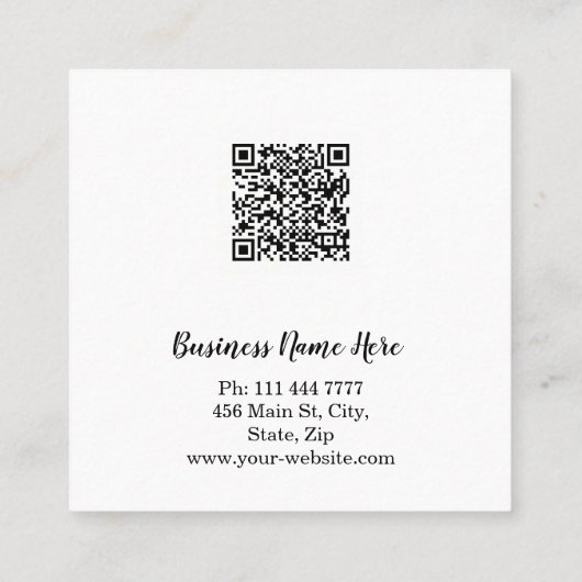 Aangepaste minimalistische moderne QR-code Logo Vierkante Visitekaartje (Achterkant)