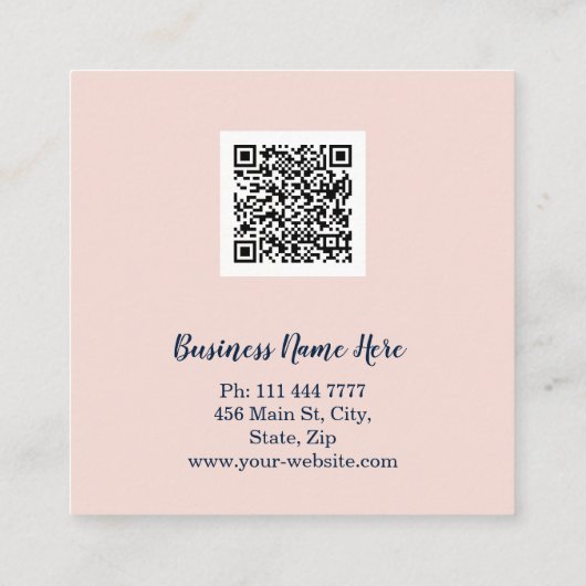 Aangepaste minimalistische moderne QR-code Logo Vierkante Visitekaartje (Achterkant)