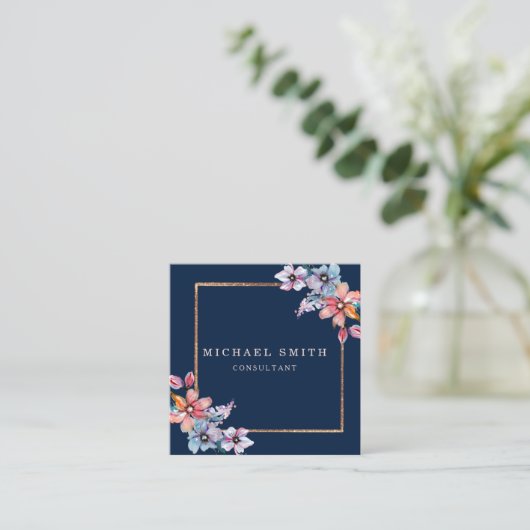 Aangepaste minimalistische moderne QR-code Logo Vierkante Visitekaartje (Staand voorkant)