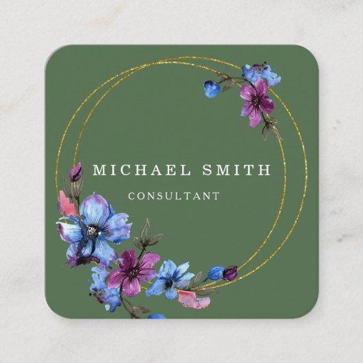 Aangepaste minimalistische moderne QR-code Logo Vierkante Visitekaartje (Voorkant)