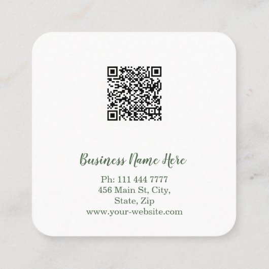 Aangepaste minimalistische moderne QR-code Logo Vierkante Visitekaartje (Achterkant)