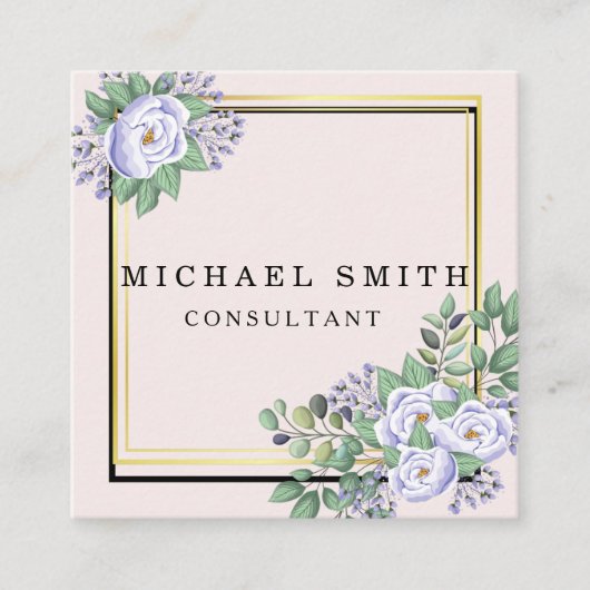 Aangepaste minimalistische moderne QR-code Logo Vierkante Visitekaartje (Voorkant)