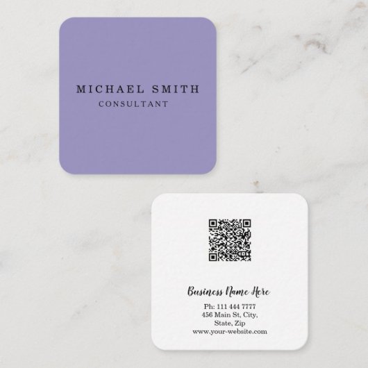 Aangepaste minimalistische moderne QR-code Logo Vierkante Visitekaartje (Voorkant / Achterkant)