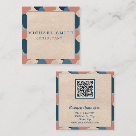 Aangepaste minimalistische moderne QR-code Logo Vierkante Visitekaartje (Voorkant / Achterkant)