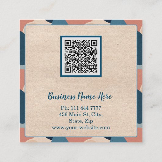 Aangepaste minimalistische moderne QR-code Logo Vierkante Visitekaartje (Achterkant)