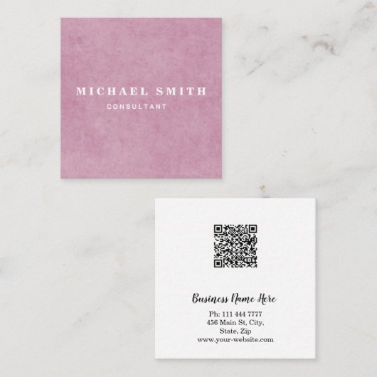 Aangepaste minimalistische moderne QR-code Logo Vierkante Visitekaartje (Voorkant / Achterkant)